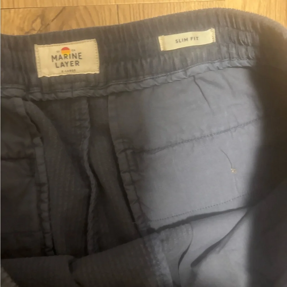 Marine Layer Men's Ash Navy Corduroy Drawstring Slim Straight Fit Pants XLarge - Picture 4 of 8